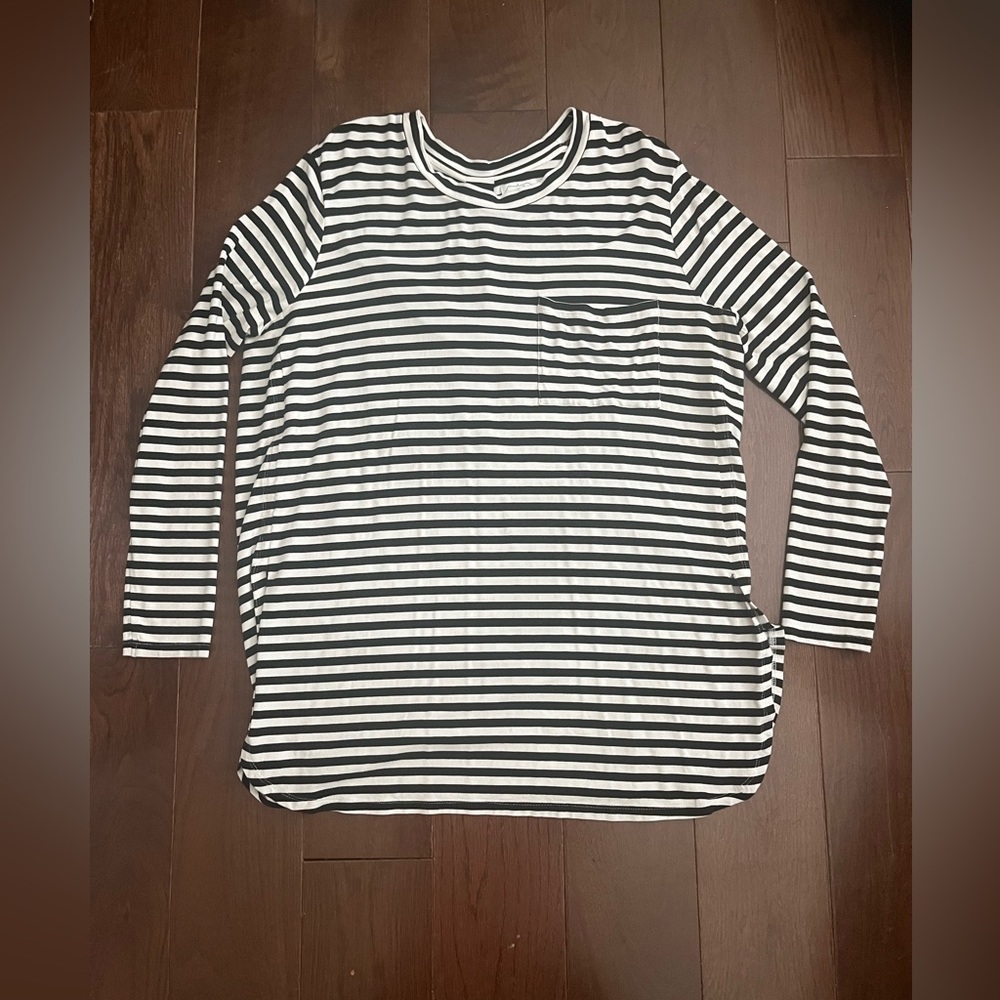 Mud Pie Black Stripe Long Tunic with Chest Pocket